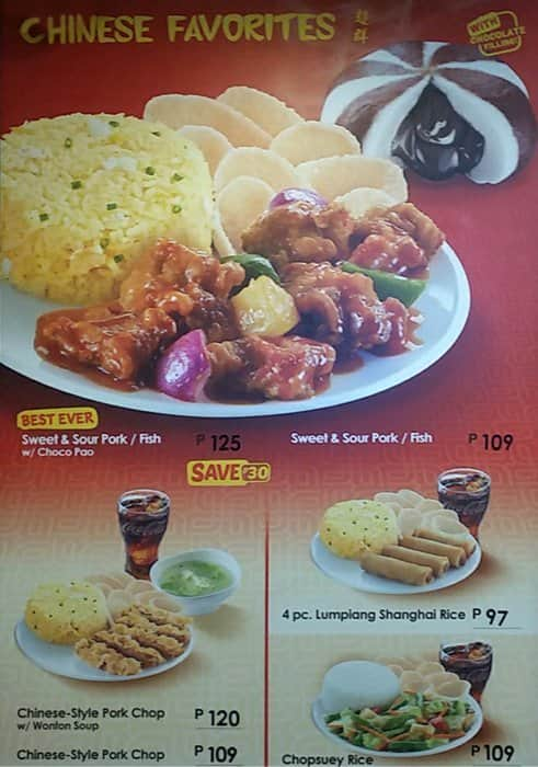 Chowking Updated Menu