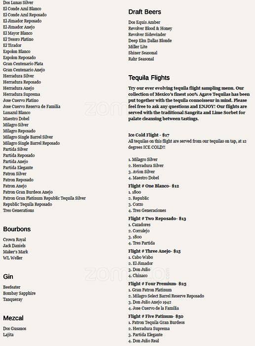 Menu at Yucatan Taco Stand Tequila Bar & Grill, Dallas