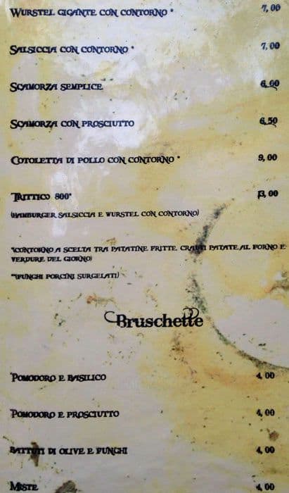 Menu di Ottocento 