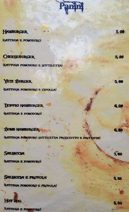 Menu di Ottocento 