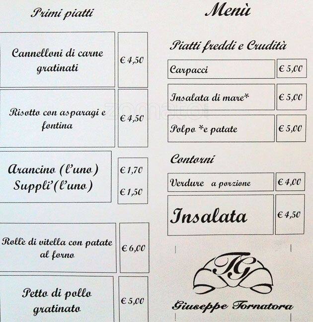 Menu di Giuseppe Tornatora 