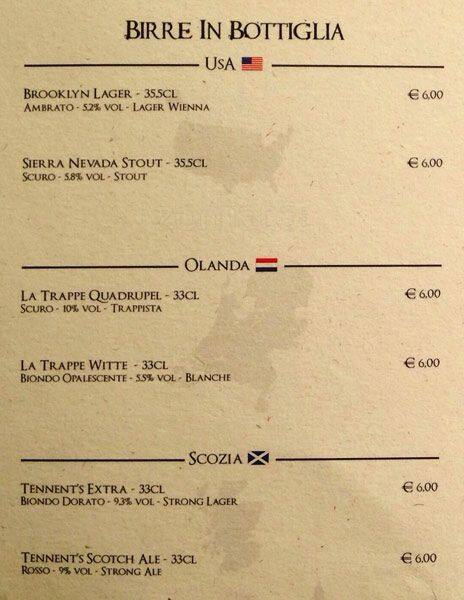 Menu di Ristorante roma campo de fiori 