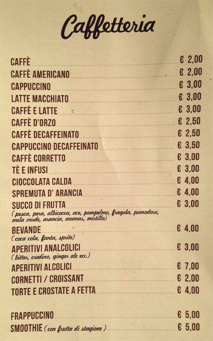 Menu di Ristorante roma campo de fiori 