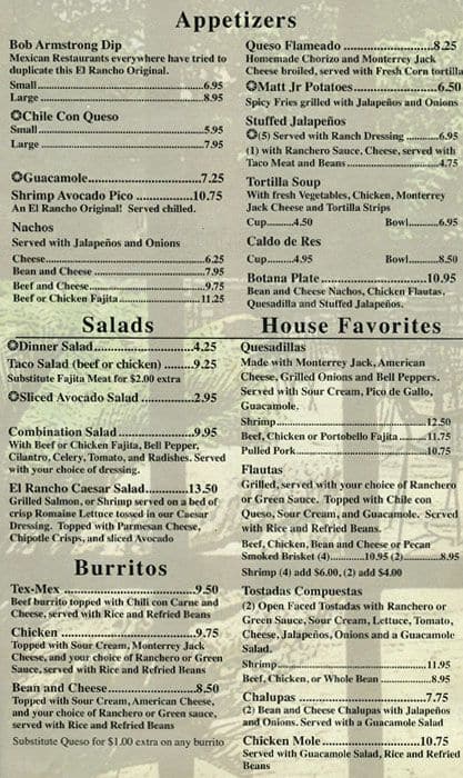 Matt's El Rancho Menu, Menu for Matt's El Rancho, South Lamar, Austin ...