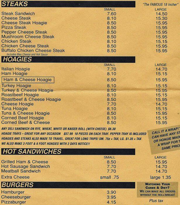 Menu at Leo's Steak Shop restaurant, Folcroft