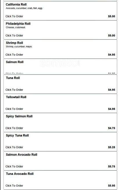 Carta de Sushi Kitchen & Hot Pot