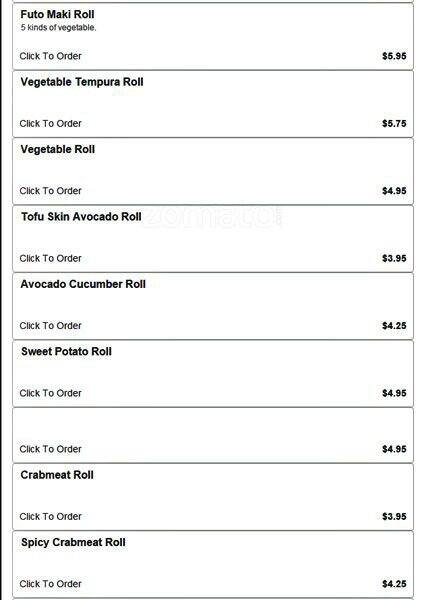 Carta de Sushi Kitchen & Hot Pot