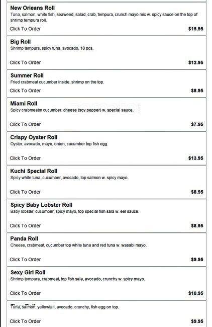 Carta de Sushi Kitchen & Hot Pot