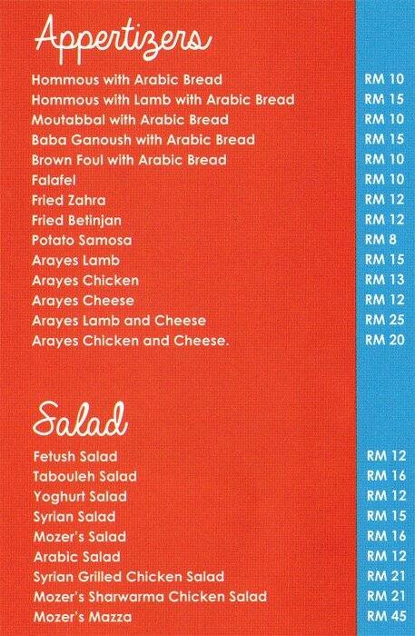 Mozer S Menu Menu For Mozer S Ss 16 Selangor