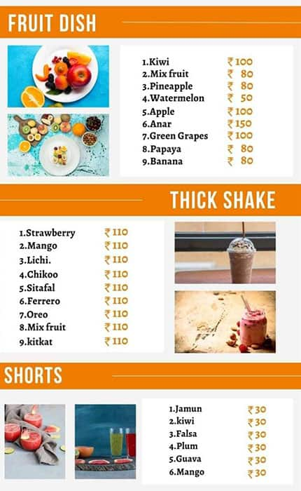 Menu Of Live N Fresh, Thaltej, Ahmedabad