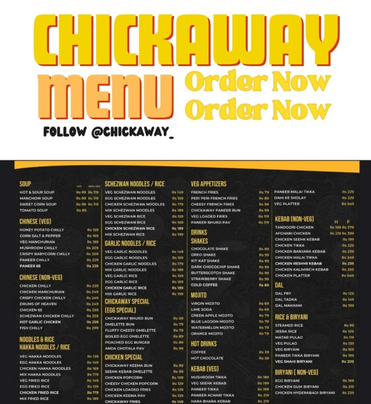 Menu of Chickaway, Anandpuri, Patna