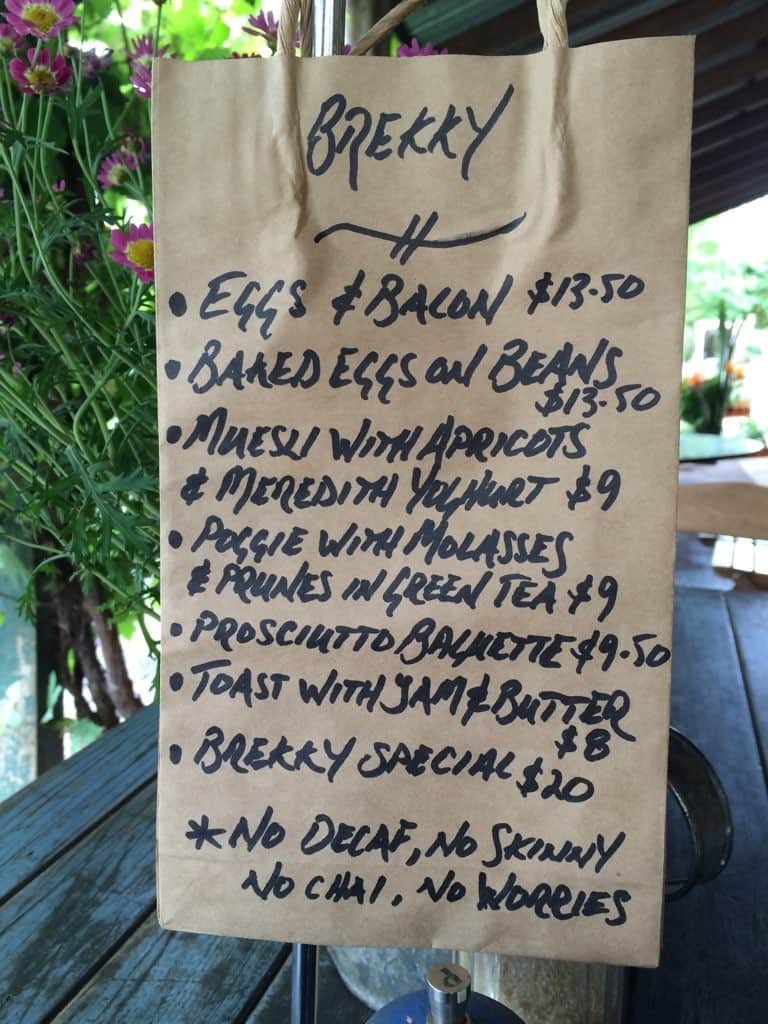 Cliffy's Menu, Menu v reštaurácii Cliffy's, Daylesford, Daylesford Urbanspoon/Zomato