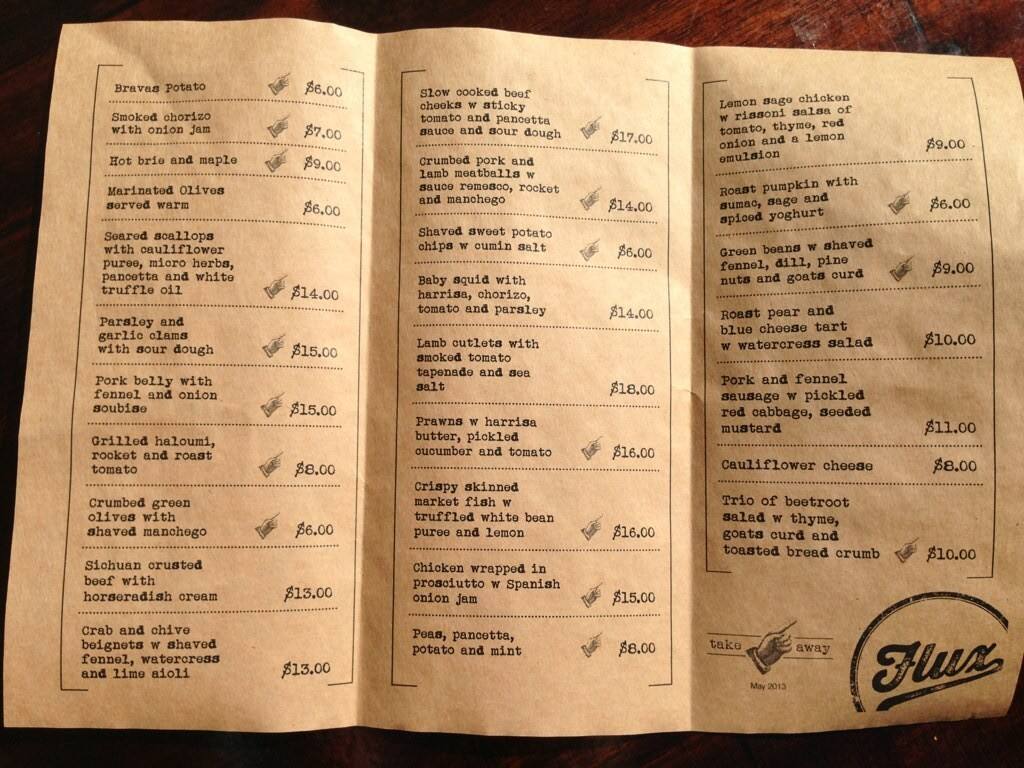 Flux Restaurant & Lounge Menu Urbanspoon/Zomato