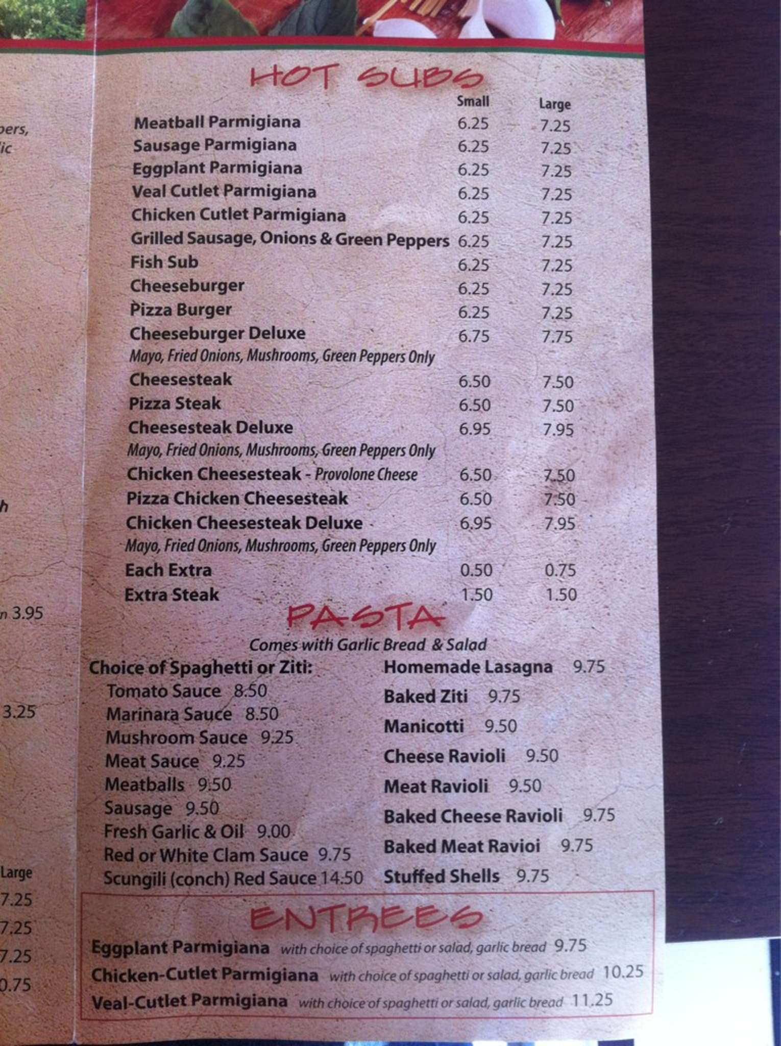 Menu at Rusticana Pizza pizzeria, Easton