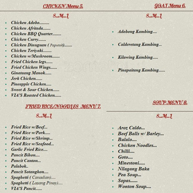Carta de Via Kitchenette