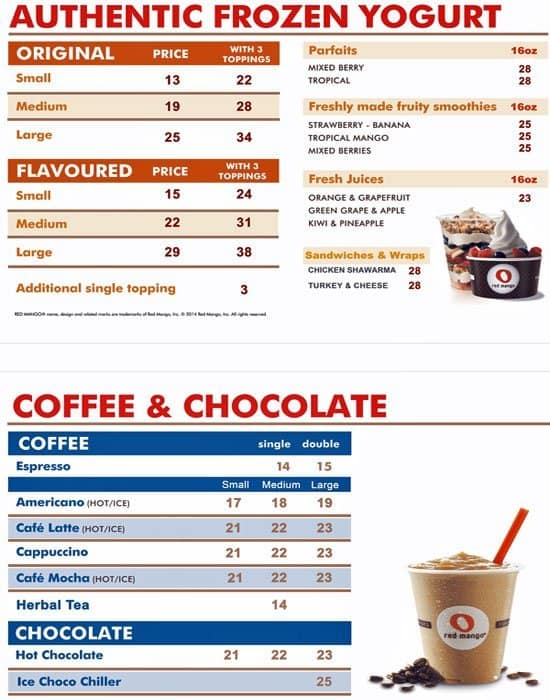 Red Mango Menu, Menu for Red Mango, Hamad International Airport, Doha ...