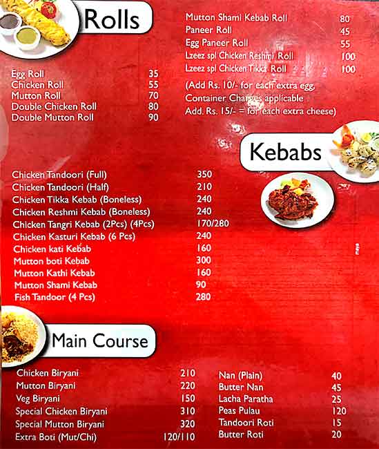 Lazeez Express menu