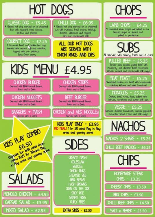 Monolos Playhouse Restaurant Menu Zomato UK