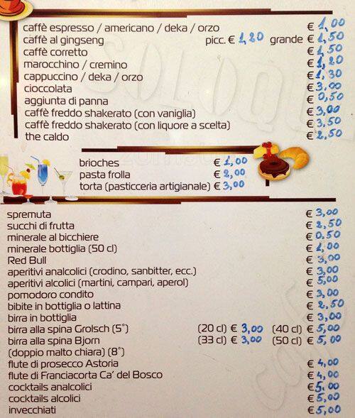 Menu di Solo Qui 