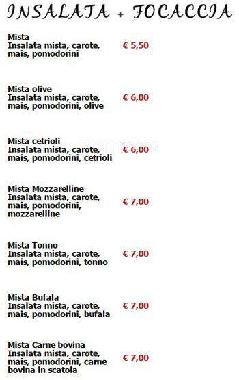 Menu di Moto Pizza 