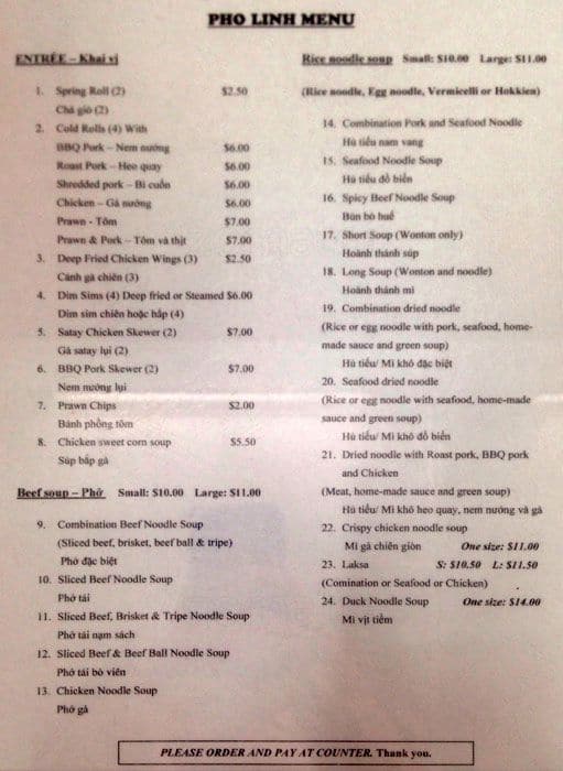 Pho Linh Menu, Menu for Pho Linh, Salisbury North, Adelaide ...