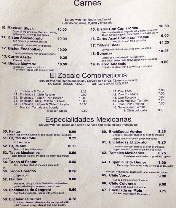 El Zocalo Menu Menu For El Zocalo South San Francisco South San Francisco