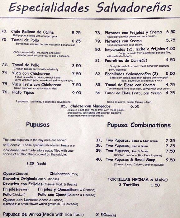 El Zocalo Menu Menu For El Zocalo South San Francisco South San Francisco