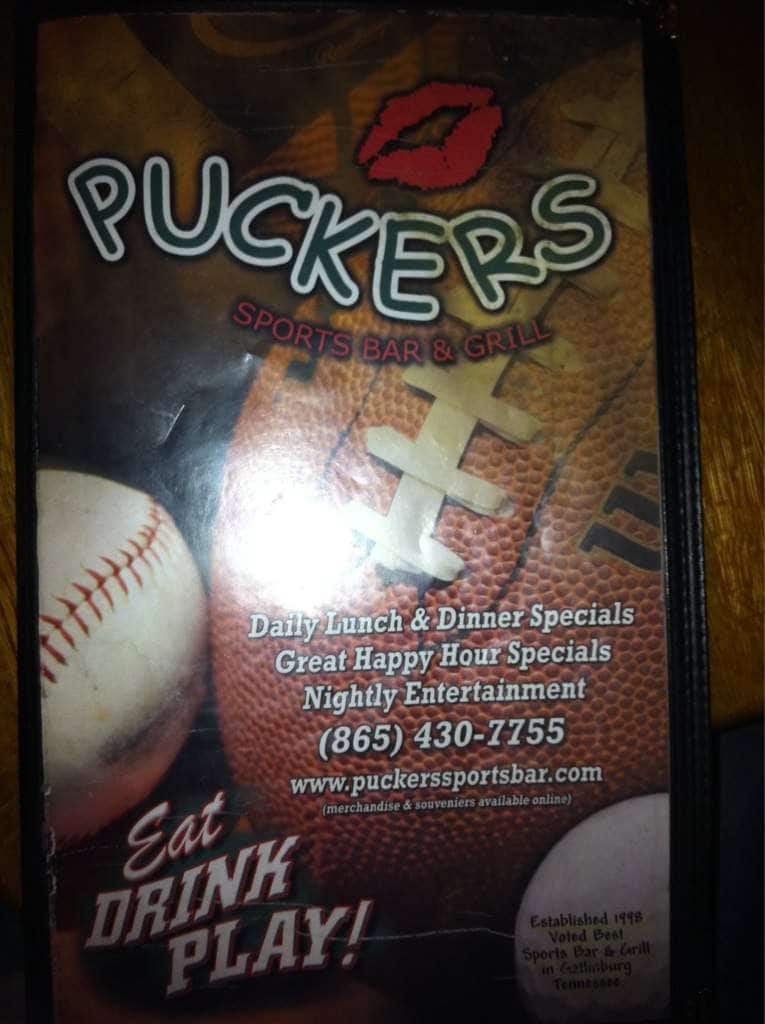 Menu at Puckers Sports Grill pub & bar, Gatlinburg