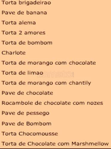 Pura Delícia cardápio