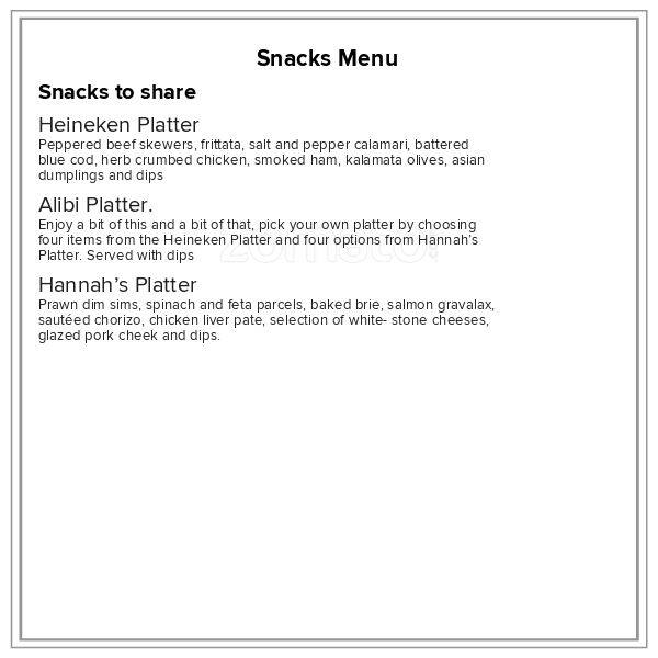 Alibi menu