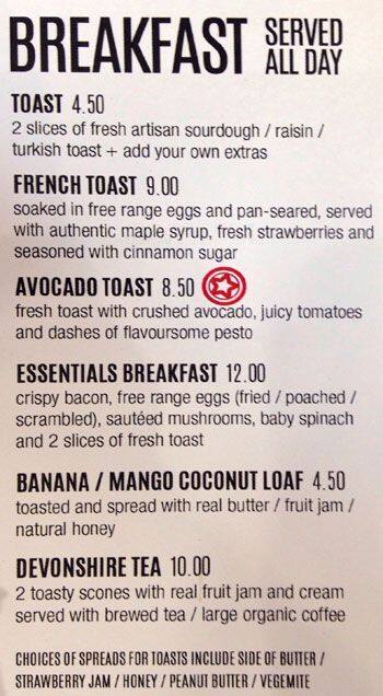 Menu At Essence Cafe Cafe Balgowlah