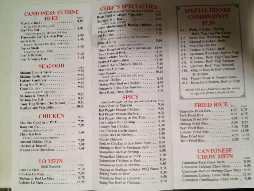 Wing Ho menu, Menu restauracji Wing Ho, Euclid Park, Milwaukee Urbanspoon/Zomato