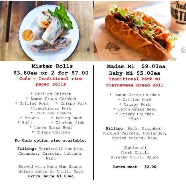 Hello Mister Menu, Menu for Hello Mister, Victoria Street West