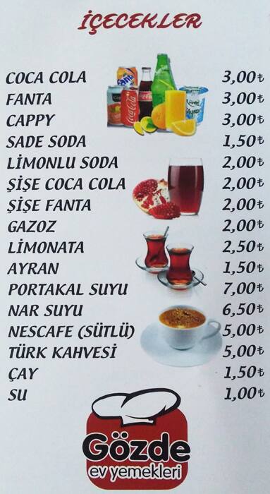 menu at gozde ev yemekleri istanbul atom sk 16 a