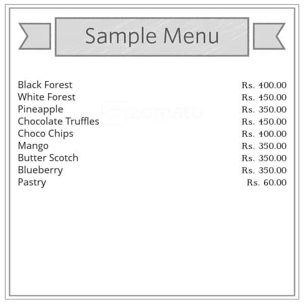 NAAZ Bakery menu