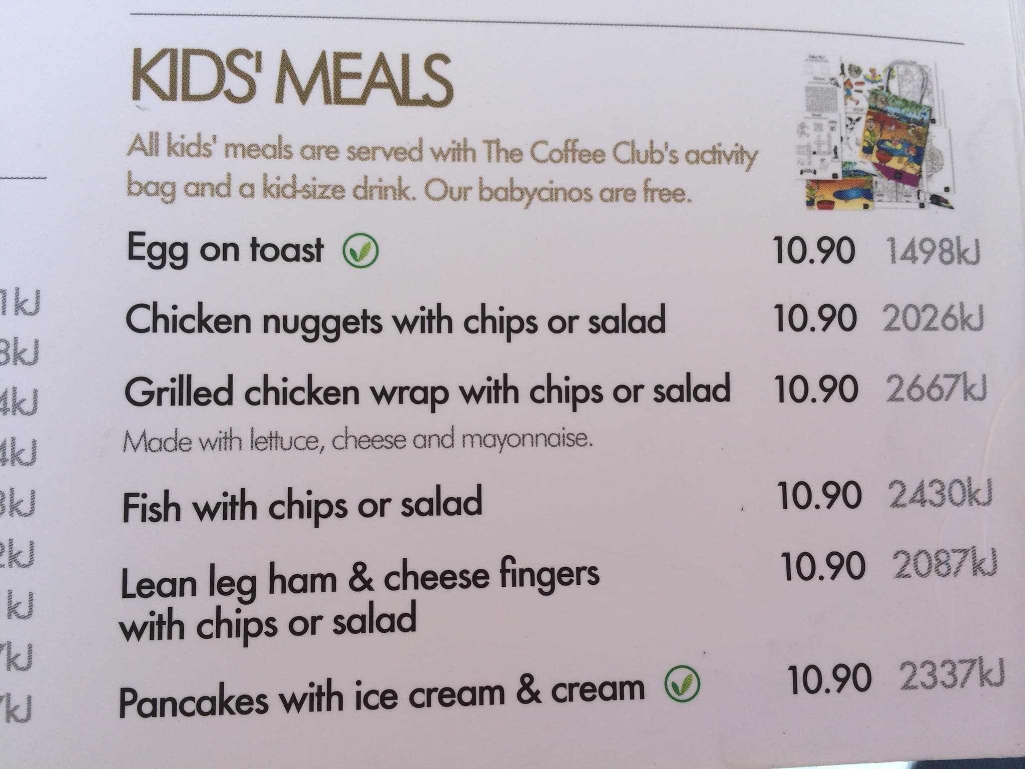 The Coffee Club Menu, Menu untuk The Coffee Club, Joondalup, Perth