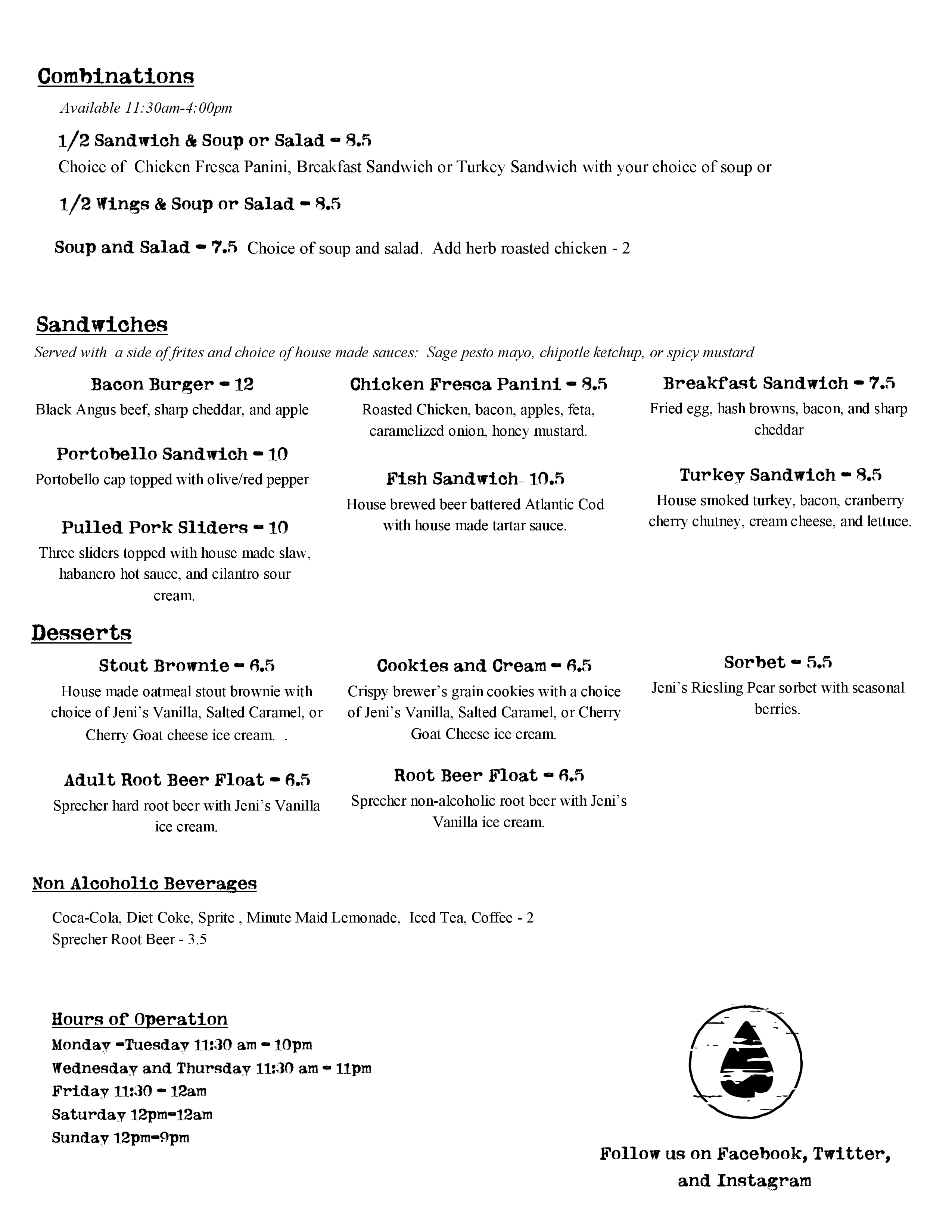 Lock 27 Brewing menu