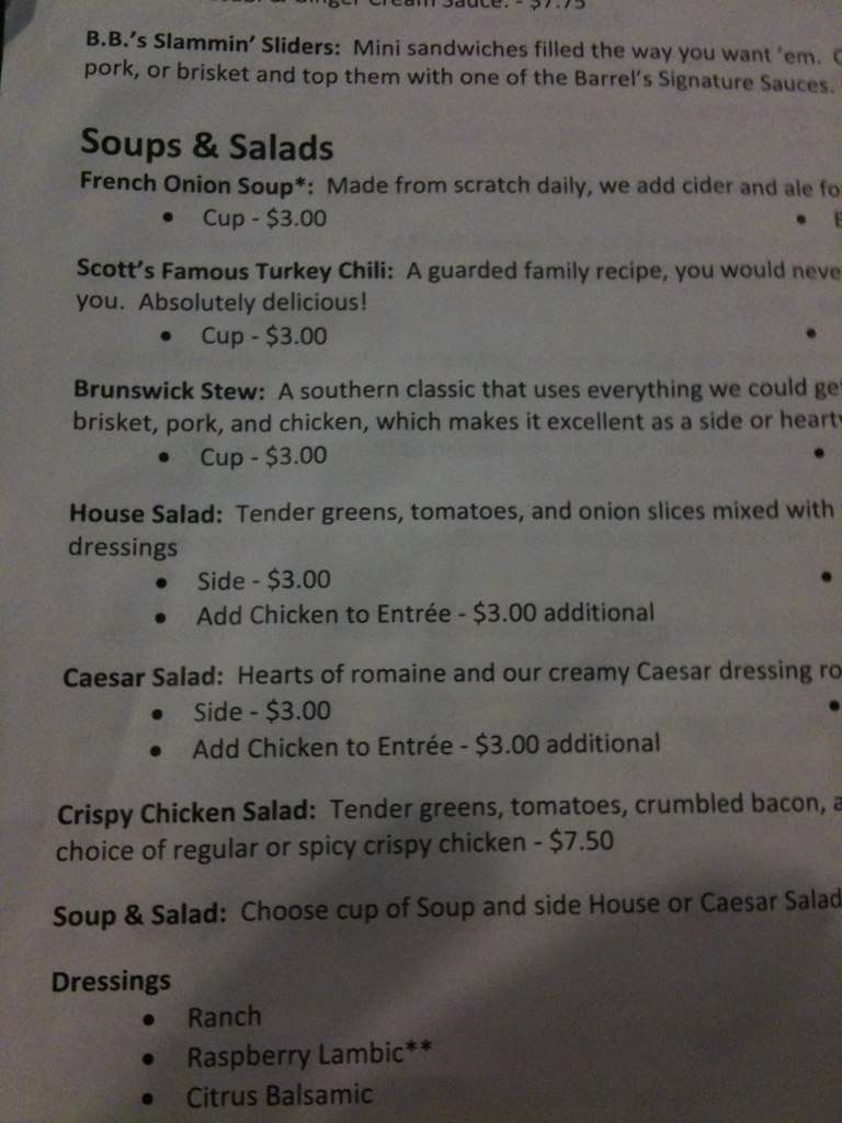 Menu at The Broken Barrel Tavern, Palm Bay