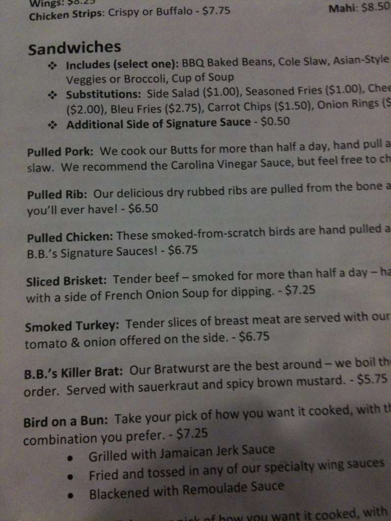 Menu at The Broken Barrel Tavern, Palm Bay
