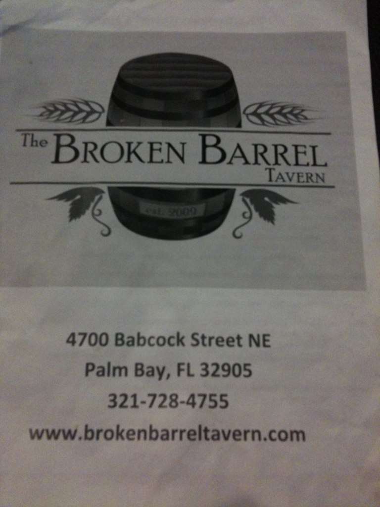 The Broken Barrel Tavern Menu, Menu for The Broken Barrel Tavern, Palm