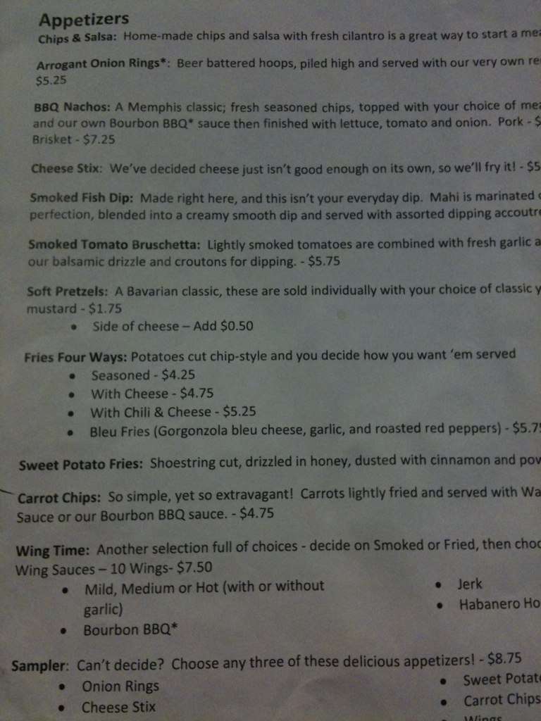 Menu at The Broken Barrel Tavern, Palm Bay