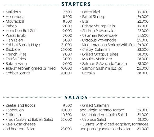 Sea Salt Menu, Menu for Sea Salt, Ain Mreisse, Beirut District - Zomato ...