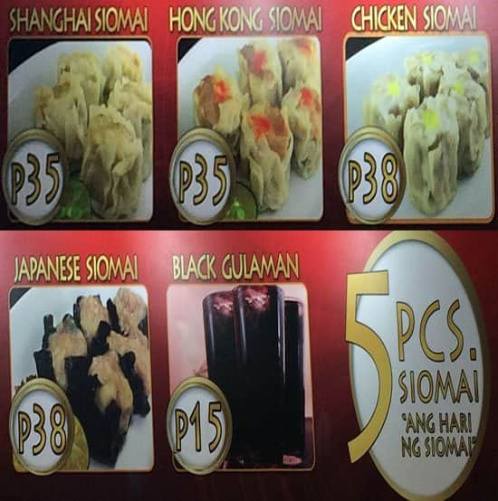 Menu At Siomai King Restaurant Cebu City 800 M P Yap St