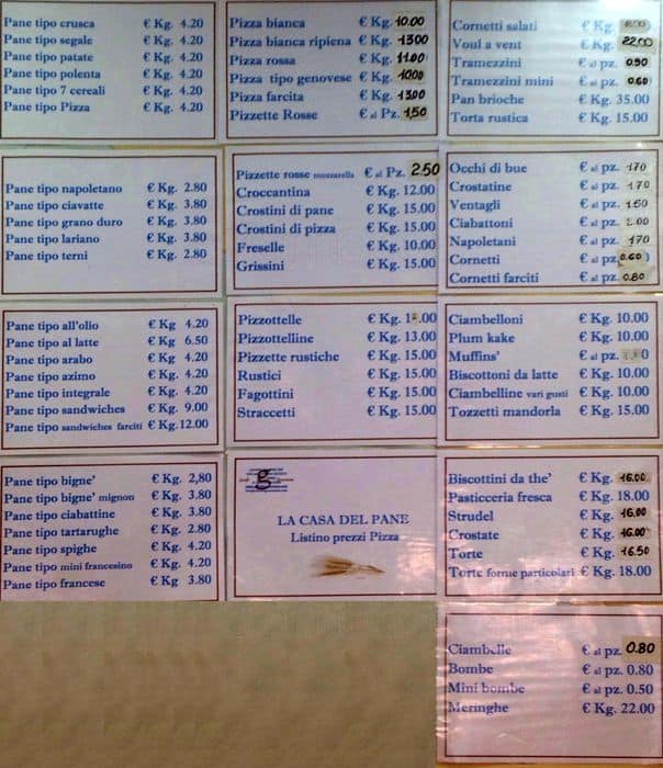 Menu di Panificio Giammona Snc Di Giammona Marco & C. 