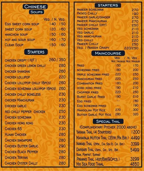 Menu at Talha's Express (Maharajas of Biryani), Mumbai