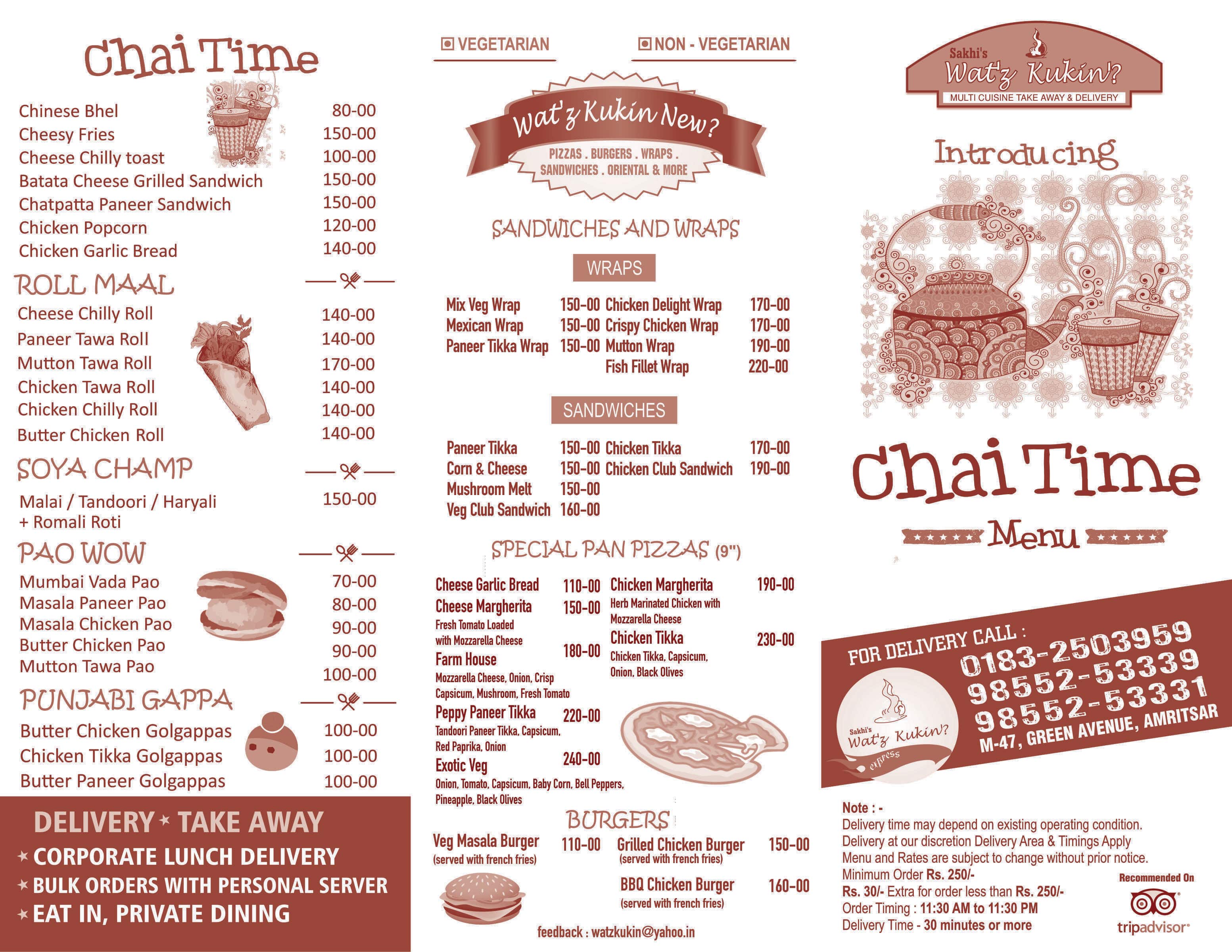 Sakhi's Wat'z Kuking menu