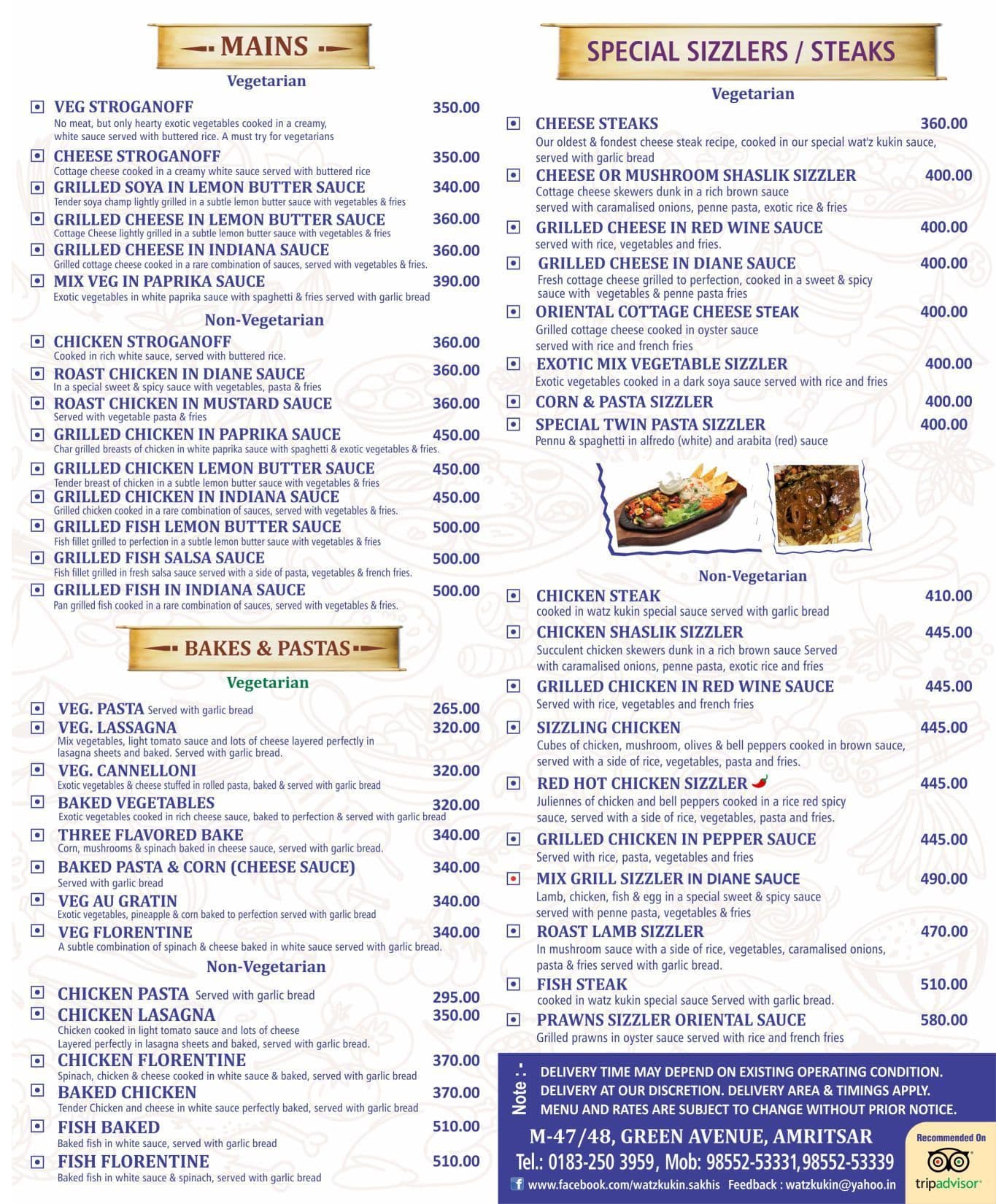 Sakhi's Wat'z Kuking menu