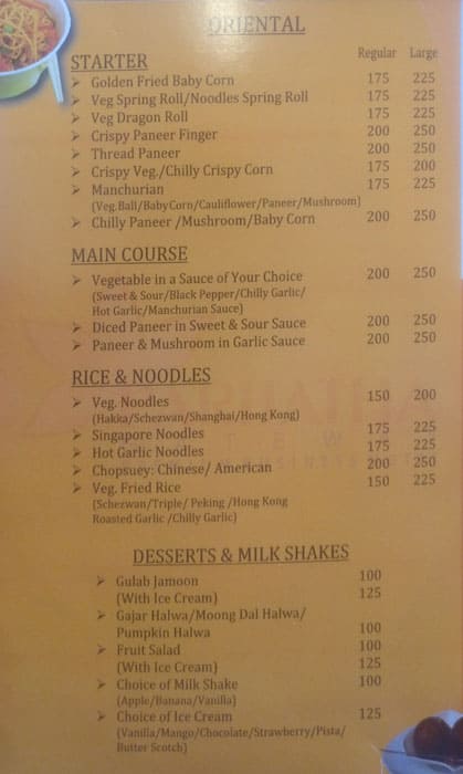 Sangam Multi Cuisine Restaurant menu