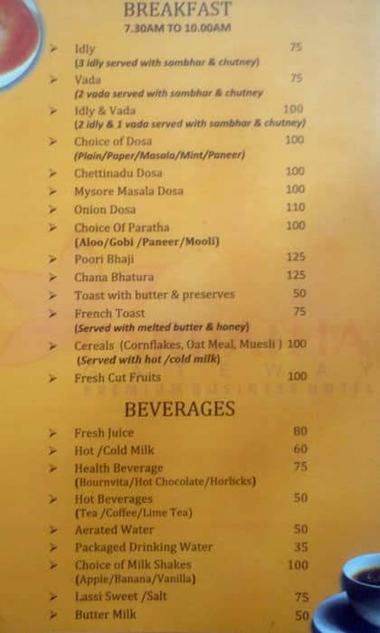 Sangam Multi Cuisine Restaurant menu