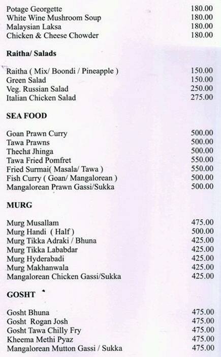 Hotel Shree Panchratna menu